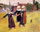 Famous Girls Paintings - Breton Girls Dancing